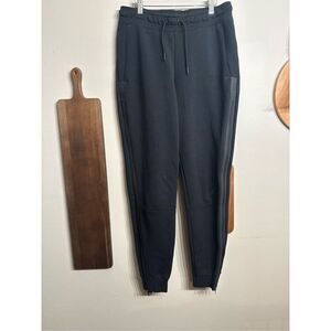 Nike Black Cotton Blend Fleece Tapered Joggers Zipper Ankle Sweatpants Small